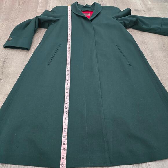 Vintage Wool Coat Forest Green Long 2 Classic Winter Minimalist Old Money Preppy - Picture 12 of 12